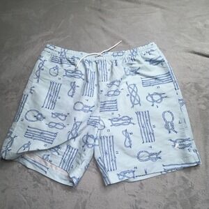 The Beaufort Bonnet Co Swim Trunks XL Blue Nautical Rope Print